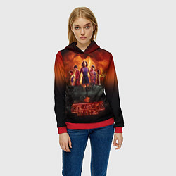 Толстовка-худи женская ОЧЕНЬ СТРАННЫЕ ДЕЛА STRANGER THINGS, цвет: 3D-красный — фото 2