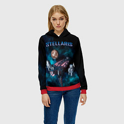 Толстовка-худи женская Stellaris космический корабль, цвет: 3D-красный — фото 2