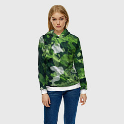 Толстовка-худи женская Camouflage Pattern Камуфляж Паттерн, цвет: 3D-белый — фото 2