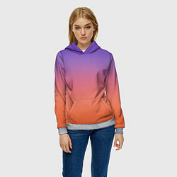 Толстовка-худи женская Трендовый красно-фиолетовый градиент, цвет: 3D-меланж — фото 2
