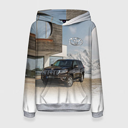 Толстовка-худи женская Тoyota Land Cruiser Prado у горного коттеджа Mount, цвет: 3D-меланж