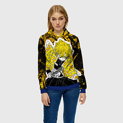 Толстовка-худи женская Клинок, рассекающий демонов Зеницу, цвет: 3D-синий — фото 2