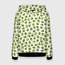 Толстовка-худи женская Смешное авокадо на белом фоне, цвет: 3D-черный