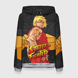 Толстовка-худи женская Кен Мастерс - Street Fighter, цвет: 3D-меланж