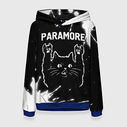 Толстовка-худи женская Группа Paramore и Рок Кот, цвет: 3D-синий