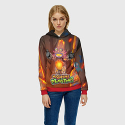 Толстовка-худи женская My singing monsters ЛАВАТЁКА, цвет: 3D-красный — фото 2