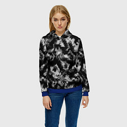 Толстовка-худи женская Черно-белый абстрактный камуфляж, цвет: 3D-синий — фото 2