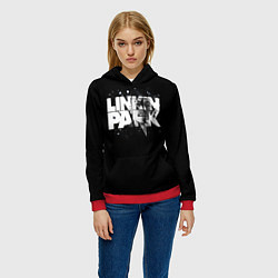 Толстовка-худи женская Linkin Park логотип с фото, цвет: 3D-красный — фото 2