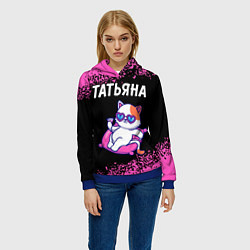 Толстовка-худи женская Татьяна КОШЕЧКА Краска, цвет: 3D-синий — фото 2