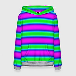 Женская толстовка Зеленый и фиолетовые яркие неоновые полосы striped