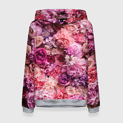 Толстовка-худи женская BOUQUET OF VARIOUS FLOWERS, цвет: 3D-меланж