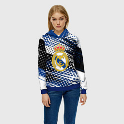 Толстовка-худи женская Real madrid Реал Мадрид краски, цвет: 3D-синий — фото 2