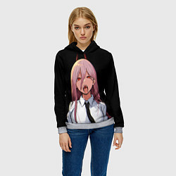 Толстовка-худи женская ПАУЭР ИЗ ЧЕЛОВЕК БЕНЗОПИЛА Chainsaw man аниме, цвет: 3D-меланж — фото 2