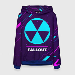 Женская толстовка Символ Fallout в неоновых цветах на темном фоне