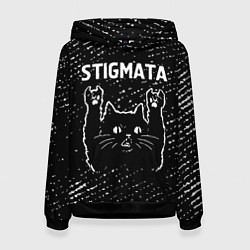 Толстовка-худи женская Группа Stigmata и Рок Кот, цвет: 3D-черный