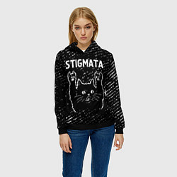 Толстовка-худи женская Группа Stigmata и Рок Кот, цвет: 3D-черный — фото 2