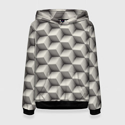 Толстовка-худи женская 3D Куб Оптическая иллюзия 3D Cube, цвет: 3D-черный