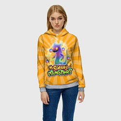 Толстовка-худи женская My Singing Monsters Вужас, цвет: 3D-меланж — фото 2
