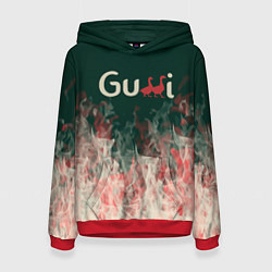 Толстовка-худи женская Gucci - огонь, цвет: 3D-красный