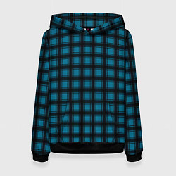 Толстовка-худи женская Black and blue plaid, цвет: 3D-черный