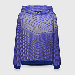 Толстовка-худи женская Неоновые кубы - оптическая иллюзия, цвет: 3D-синий