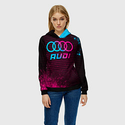 Толстовка-худи женская Audi - neon gradient, цвет: 3D-черный — фото 2