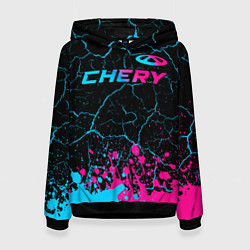 Женская толстовка Chery - neon gradient: символ сверху