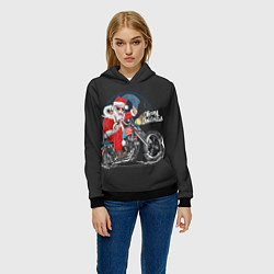 Толстовка-худи женская Santa on a bike, цвет: 3D-черный — фото 2