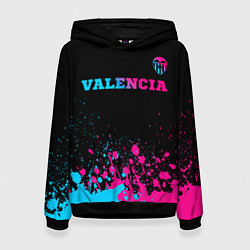 Толстовка-худи женская Valencia - neon gradient: символ сверху, цвет: 3D-черный