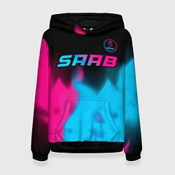 Женская толстовка Saab - neon gradient: символ сверху