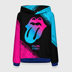 Толстовка-худи женская Rolling Stones - neon gradient, цвет: 3D-синий