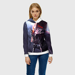 Толстовка-худи женская Берсерк С Мечечём На Плече, цвет: 3D-белый — фото 2