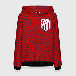 Толстовка-худи женская Atletico Madrid отпечатки, цвет: 3D-черный