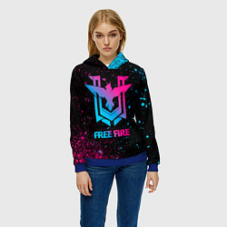 Толстовка-худи женская Free Fire - neon gradient, цвет: 3D-синий — фото 2