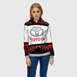 Толстовка-худи женская Toyota - абстракция - лого, цвет: 3D-меланж — фото 2
