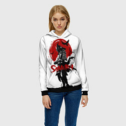 Толстовка-худи женская Самурай и Красное Солнце, цвет: 3D-черный — фото 2