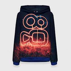 Толстовка-худи женская Неоновая камера во тьме, цвет: 3D-синий