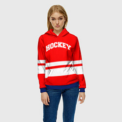 Толстовка-худи женская Hockey - две волосы, цвет: 3D-синий — фото 2