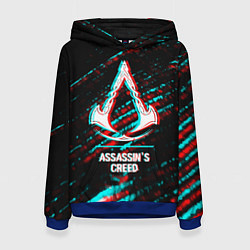 Толстовка-худи женская Assassins Creed в стиле glitch и баги графики на т, цвет: 3D-синий
