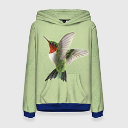 Толстовка-худи женская Одинокая колибри, цвет: 3D-синий