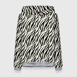 Женская толстовка Тигровый полосатый узор-черные, бежевые полосы на
