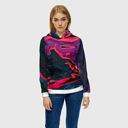 Толстовка-худи женская Текстура масляное пятно, цвет: 3D-белый — фото 2