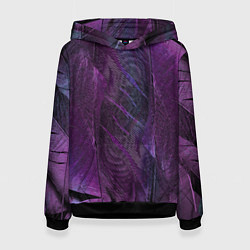 Толстовка-худи женская Текстура из перьев, цвет: 3D-черный