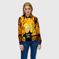 Толстовка-худи женская Homer Simpson - Rock n Roll!, цвет: 3D-синий — фото 2