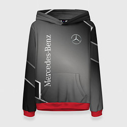 Толстовка-худи женская Mercedes абстракция карбон, цвет: 3D-красный