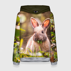 Толстовка-худи женская Милый кролик, цвет: 3D-меланж
