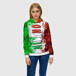 Толстовка-худи женская Флаг Италии - кляксы, цвет: 3D-белый — фото 2