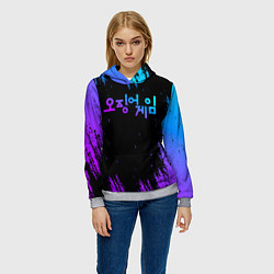 Толстовка-худи женская Squid Game неон, цвет: 3D-меланж — фото 2