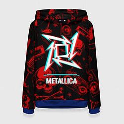 Толстовка-худи женская Metallica rock glitch, цвет: 3D-синий