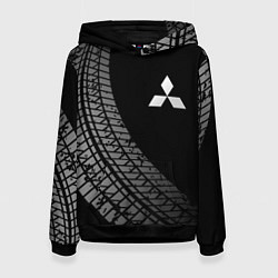 Толстовка-худи женская Mitsubishi tire tracks, цвет: 3D-черный